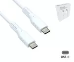 Cabo de carregamento DINIC USB tipo C para C, 2x ficha USB tipo C, 60W, 3A, OD: 3,5mm, branco, em caixa promocional DINIC, 1,5m